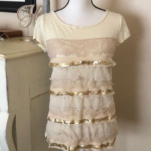 LOFT BY ANN TAYLOR. LACED SEQUINS TEE (NWT)